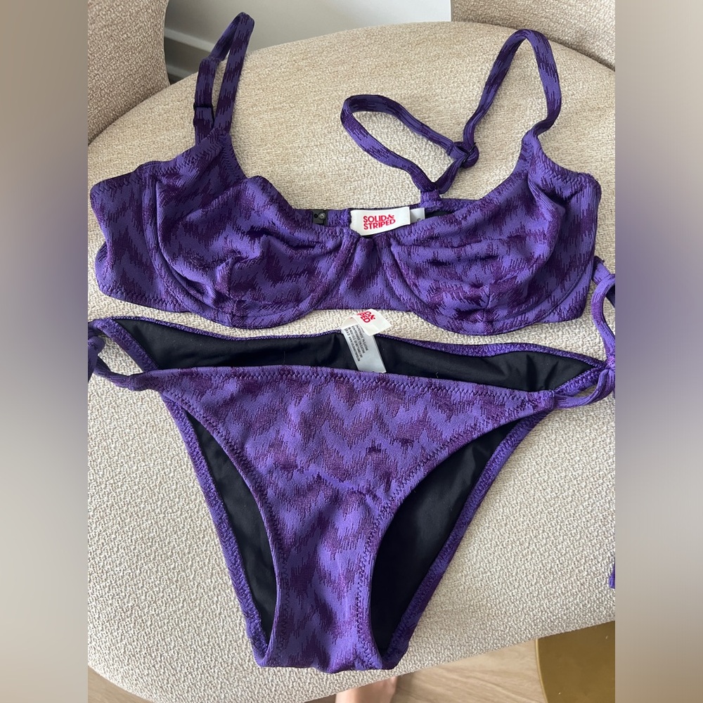 Solid & Striped Purple Bikini Set
